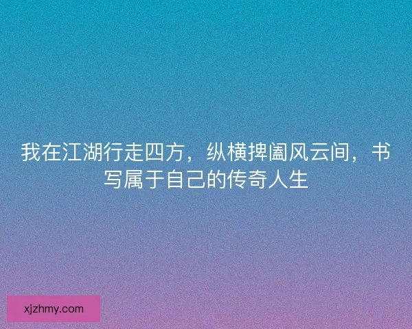 我在江湖行走四方，纵横捭阖风云间，书写属于自己的传奇人生